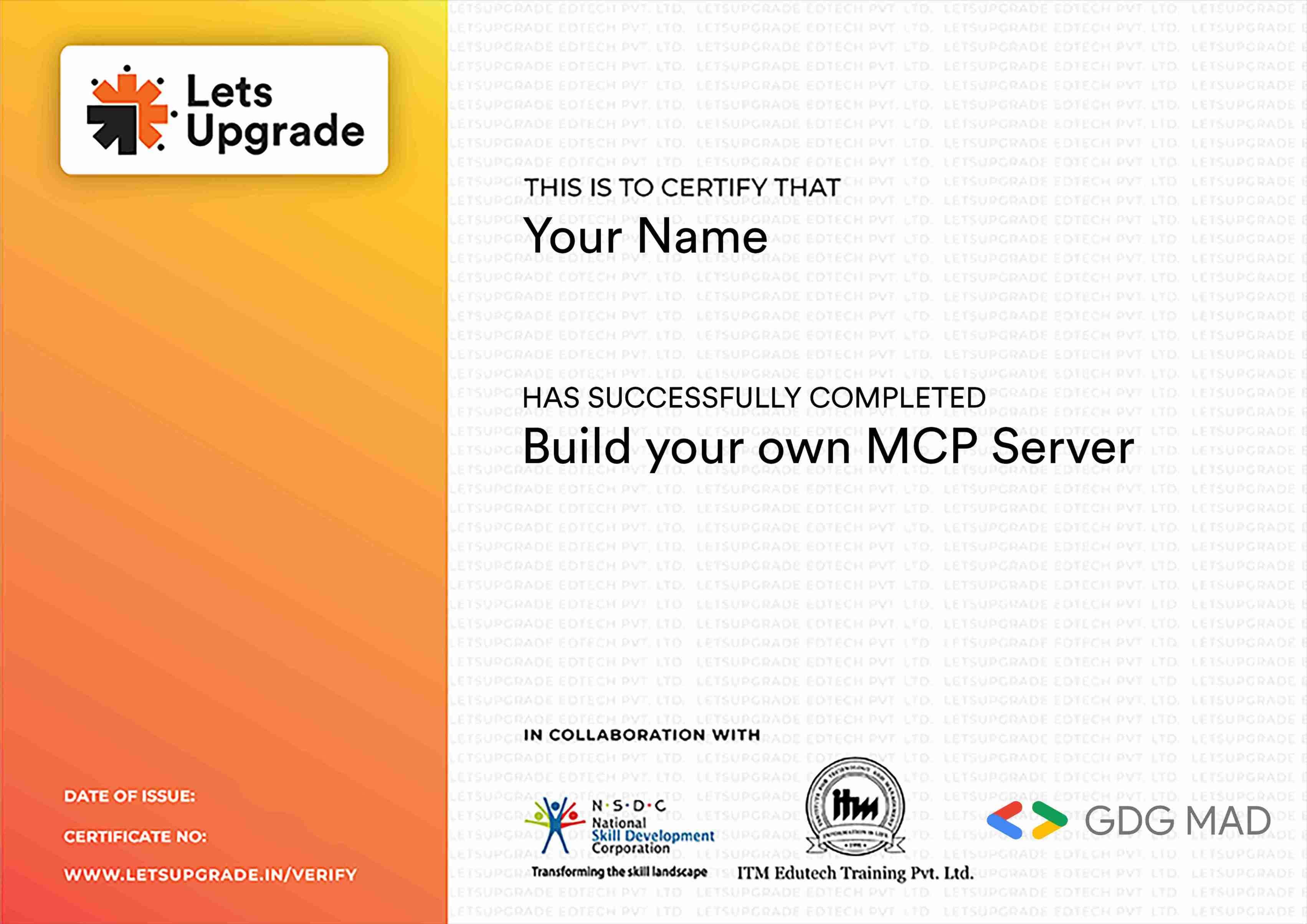 Template Certificate