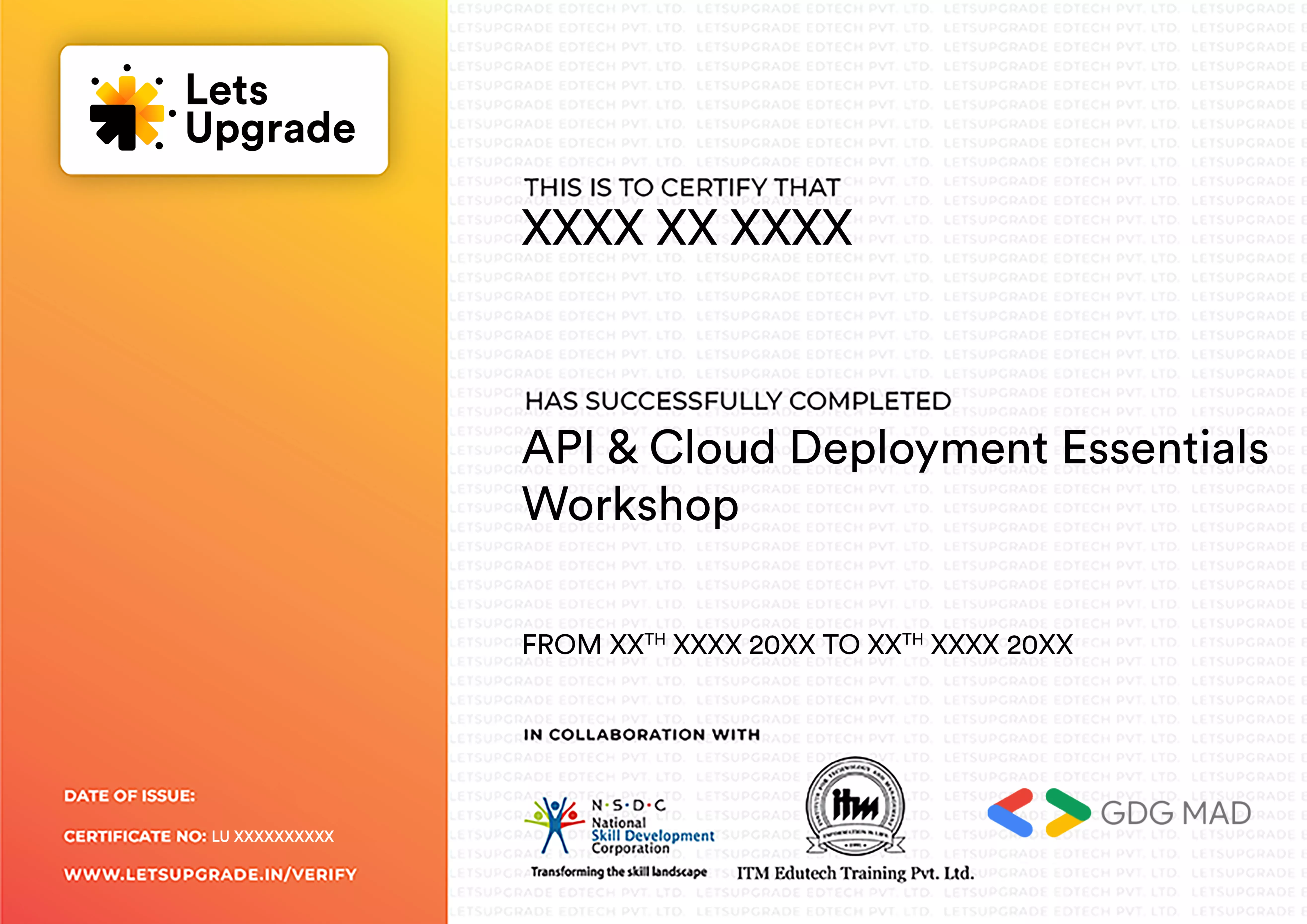 Template Certificate