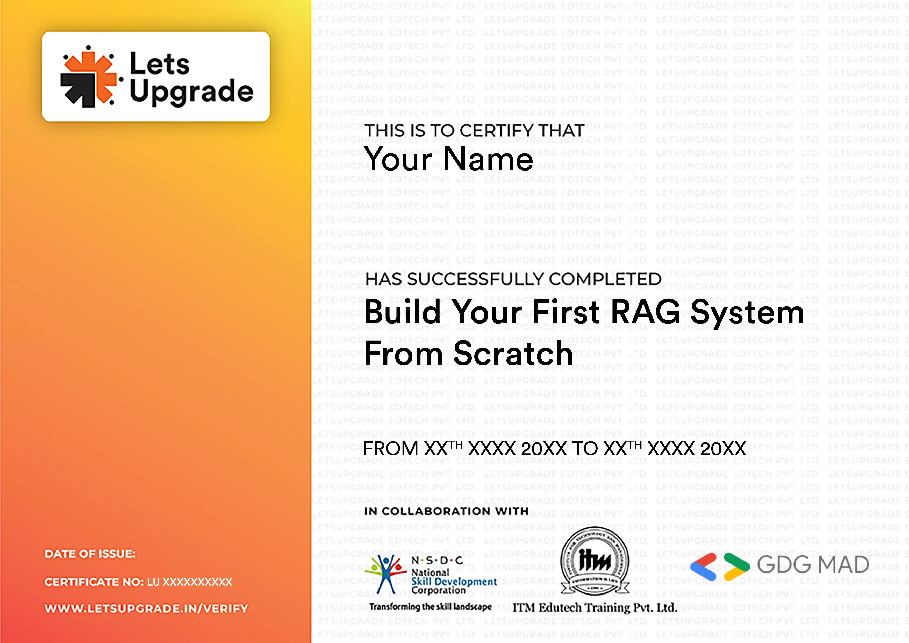 Template Certificate