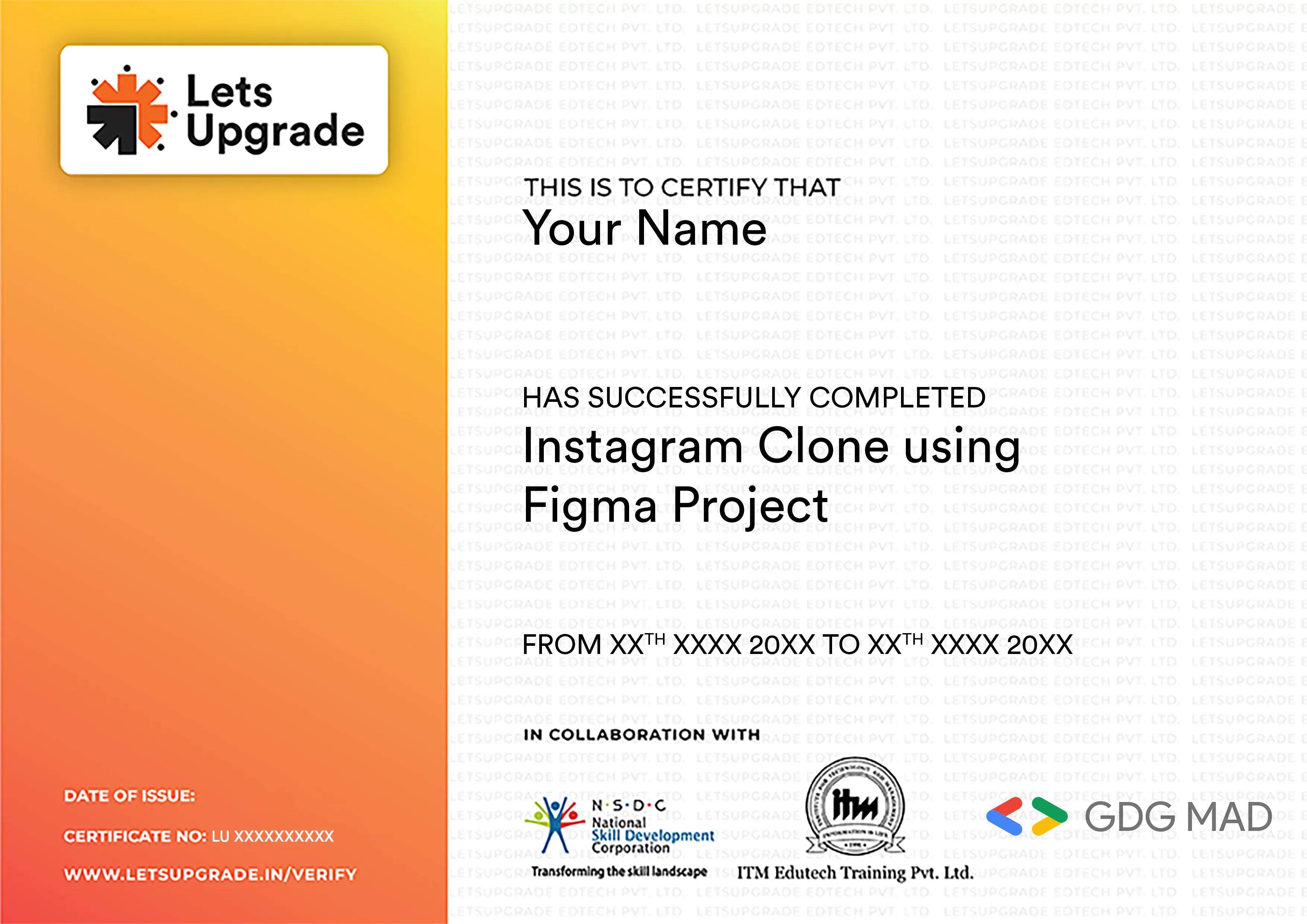 Template Certificate