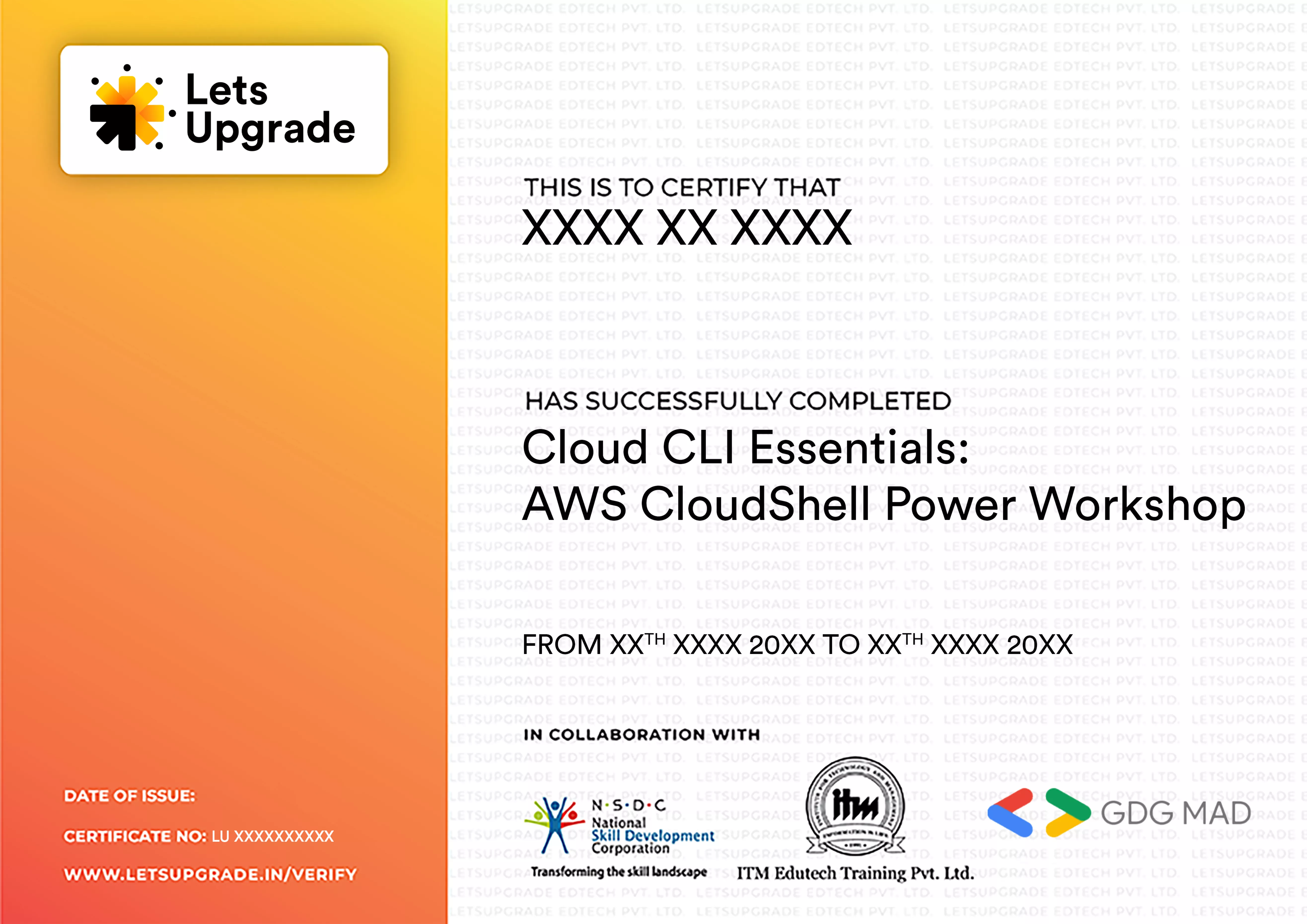 Template Certificate