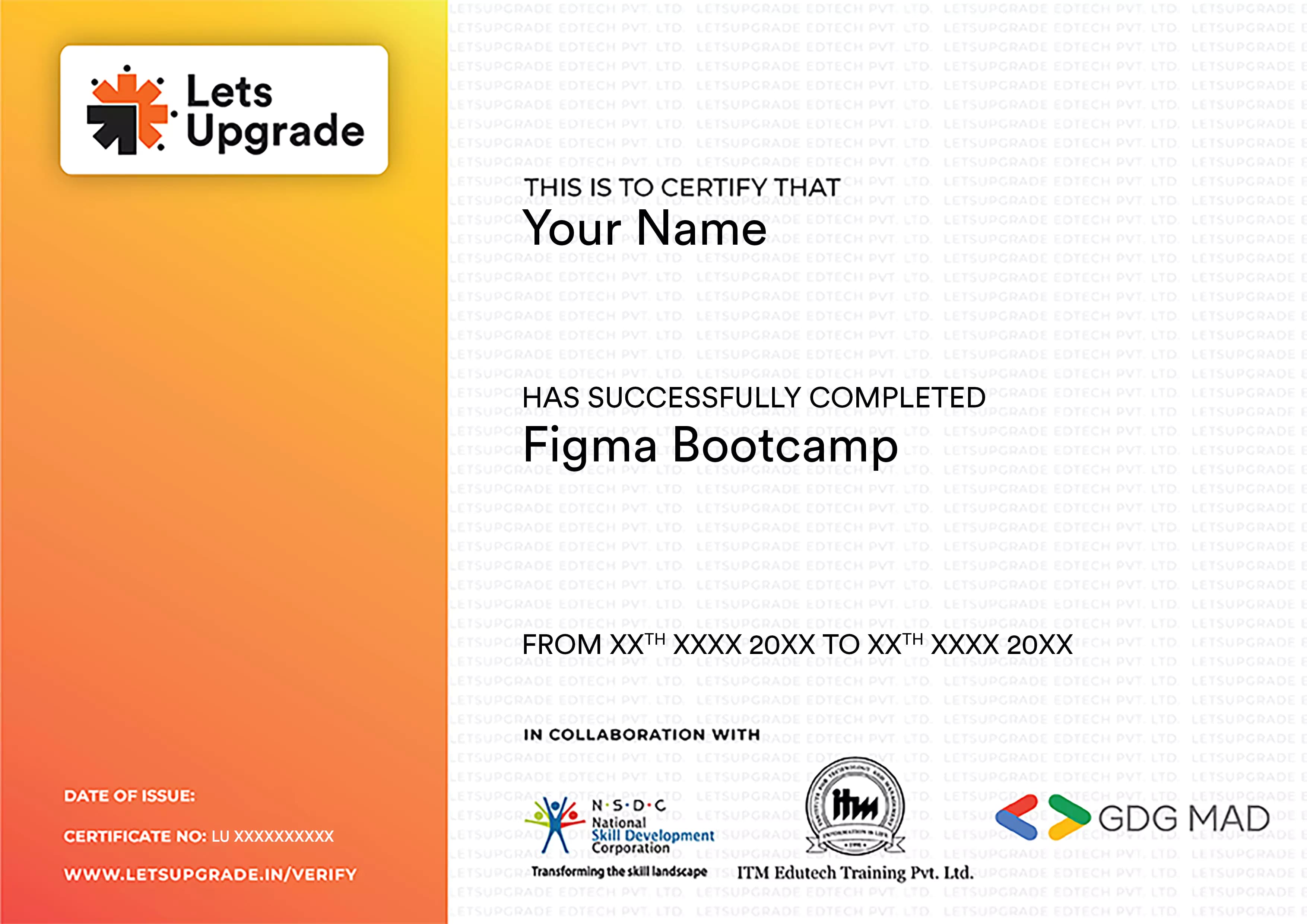 Template Certificate