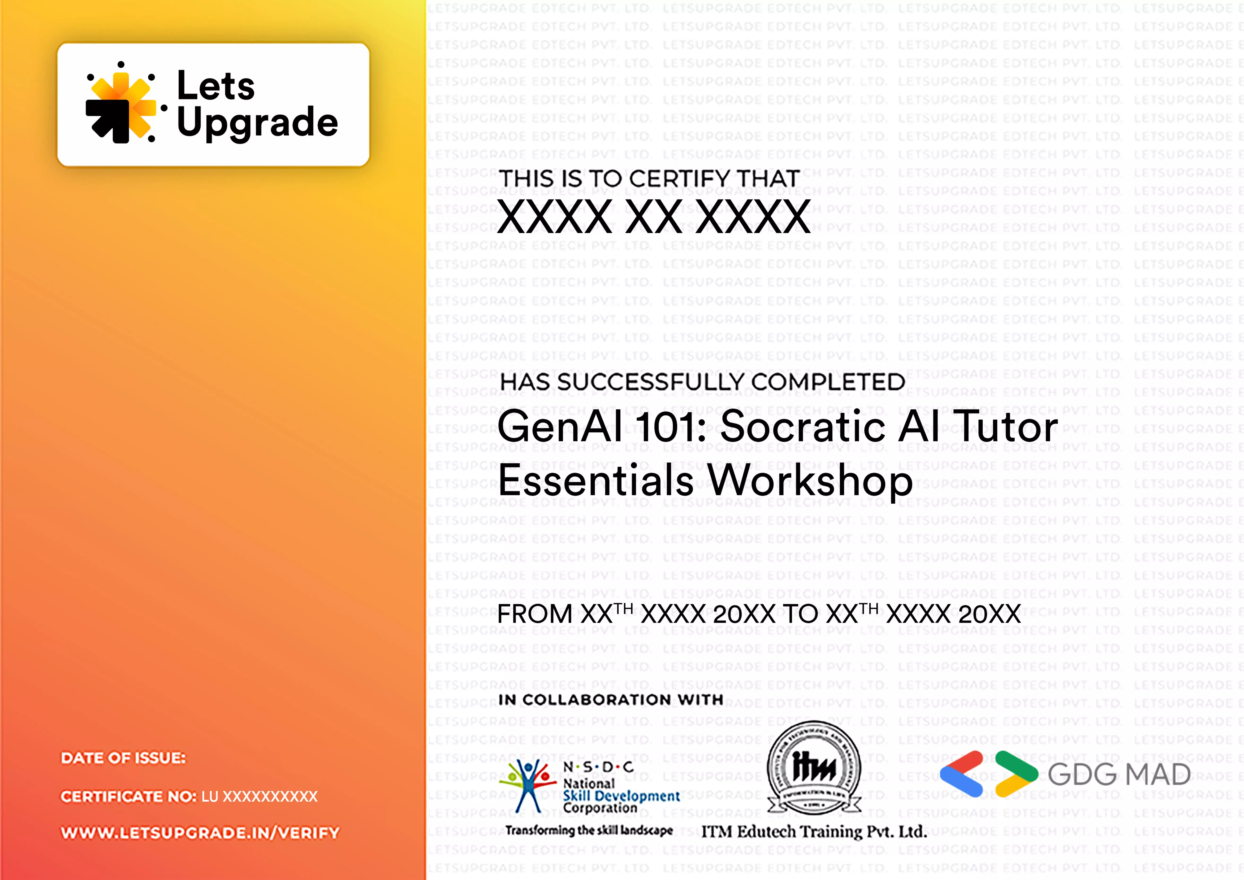 Template Certificate