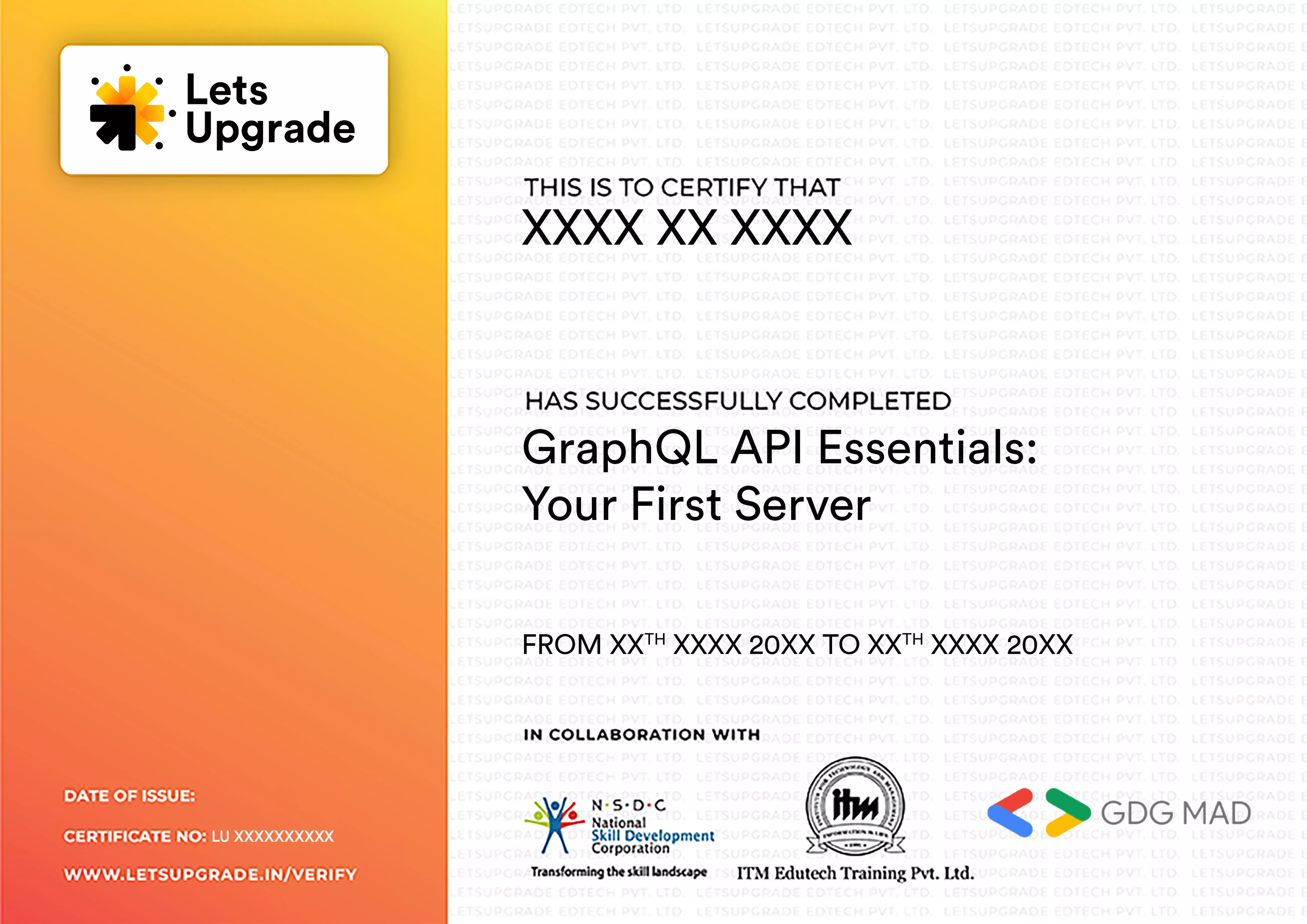 Template Certificate