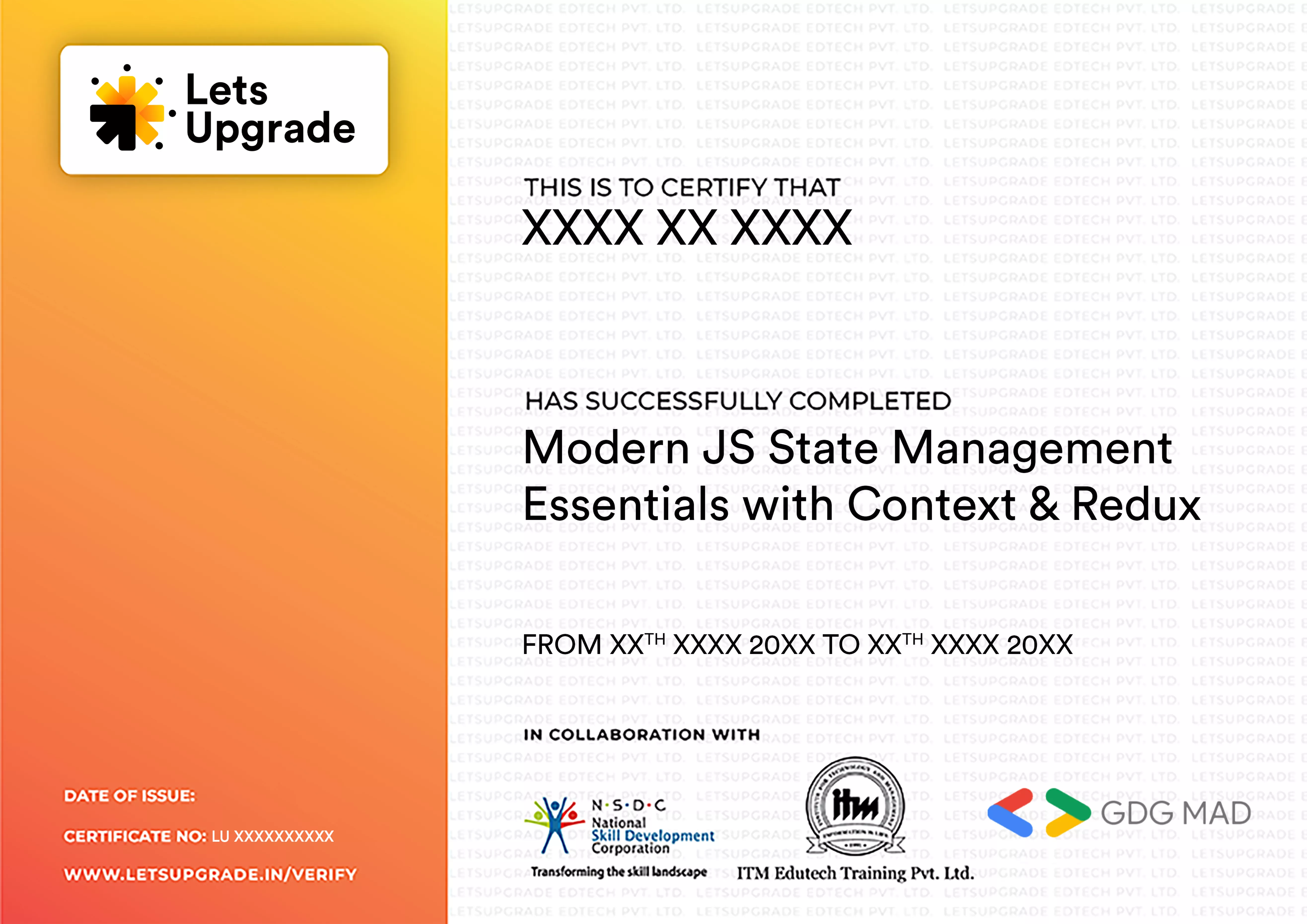 Template Certificate