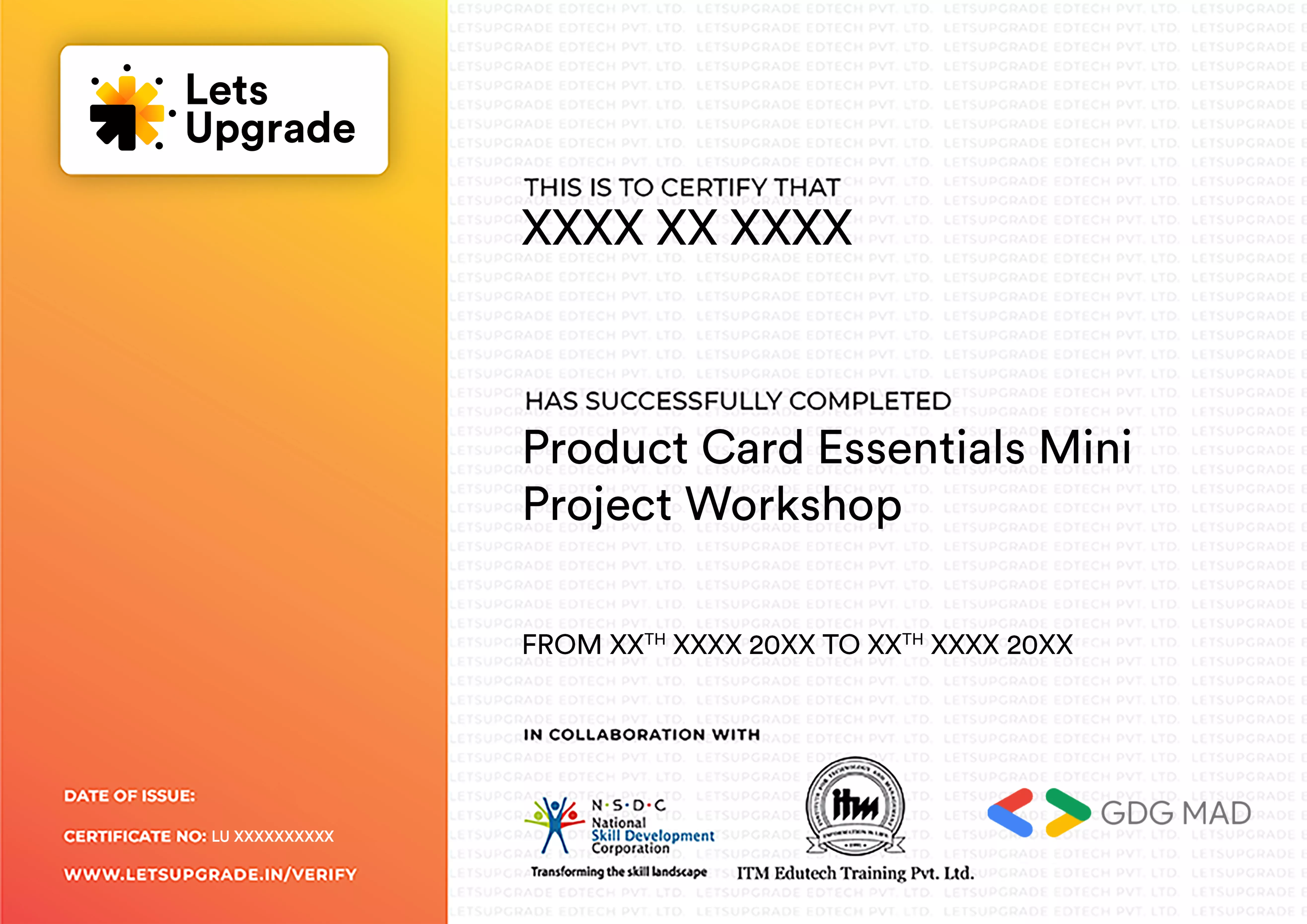 Template Certificate