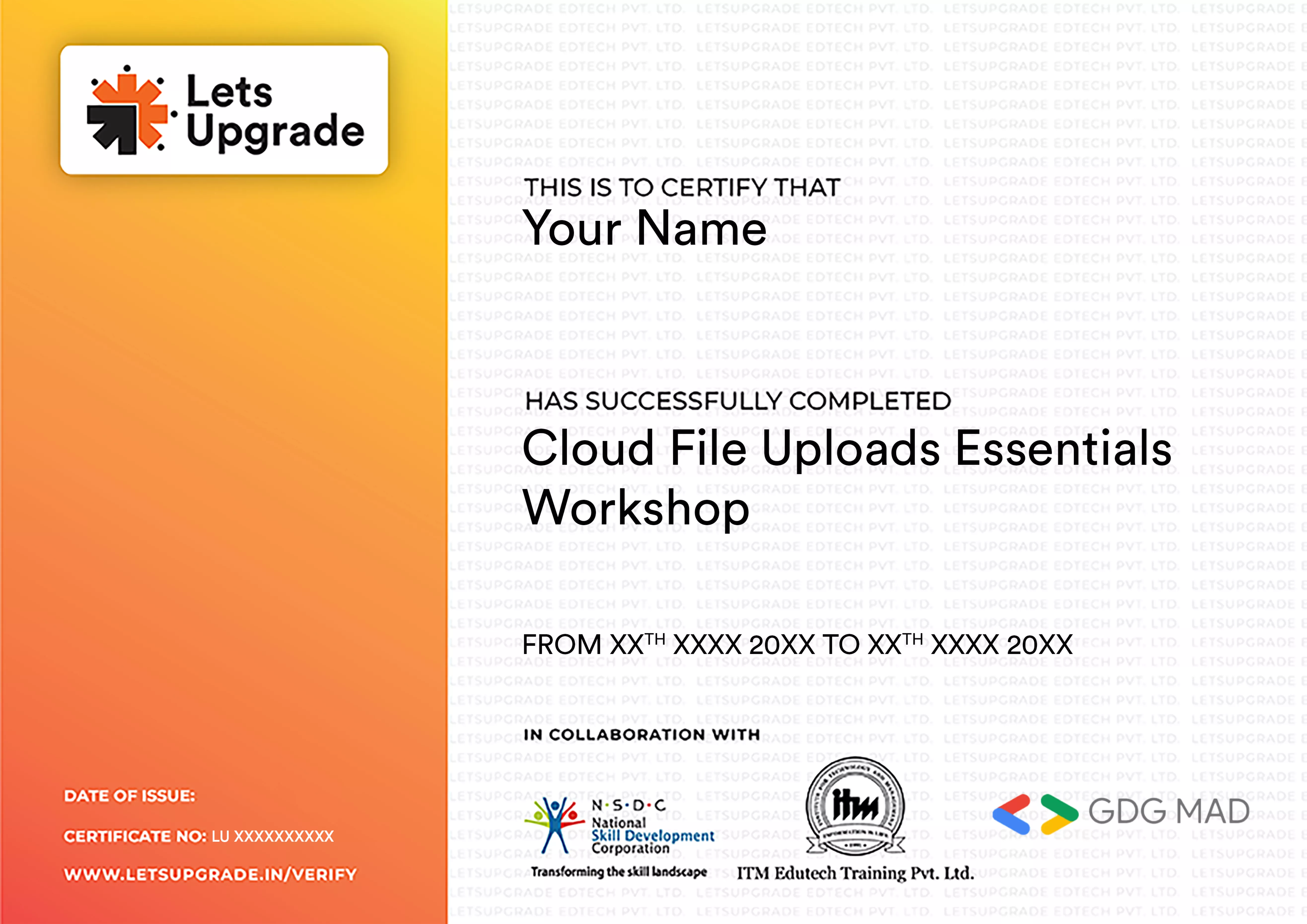 Template Certificate