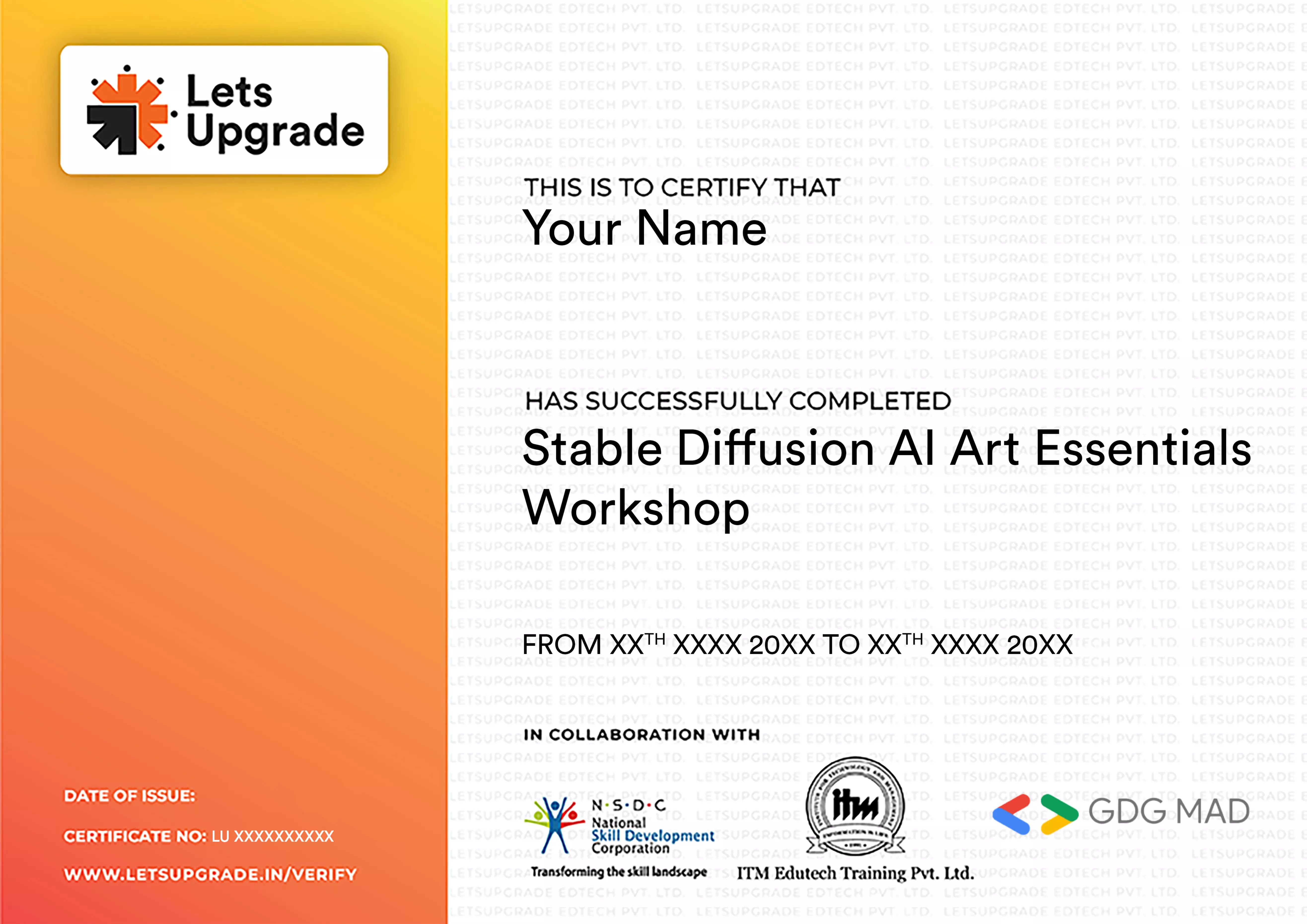 Template Certificate