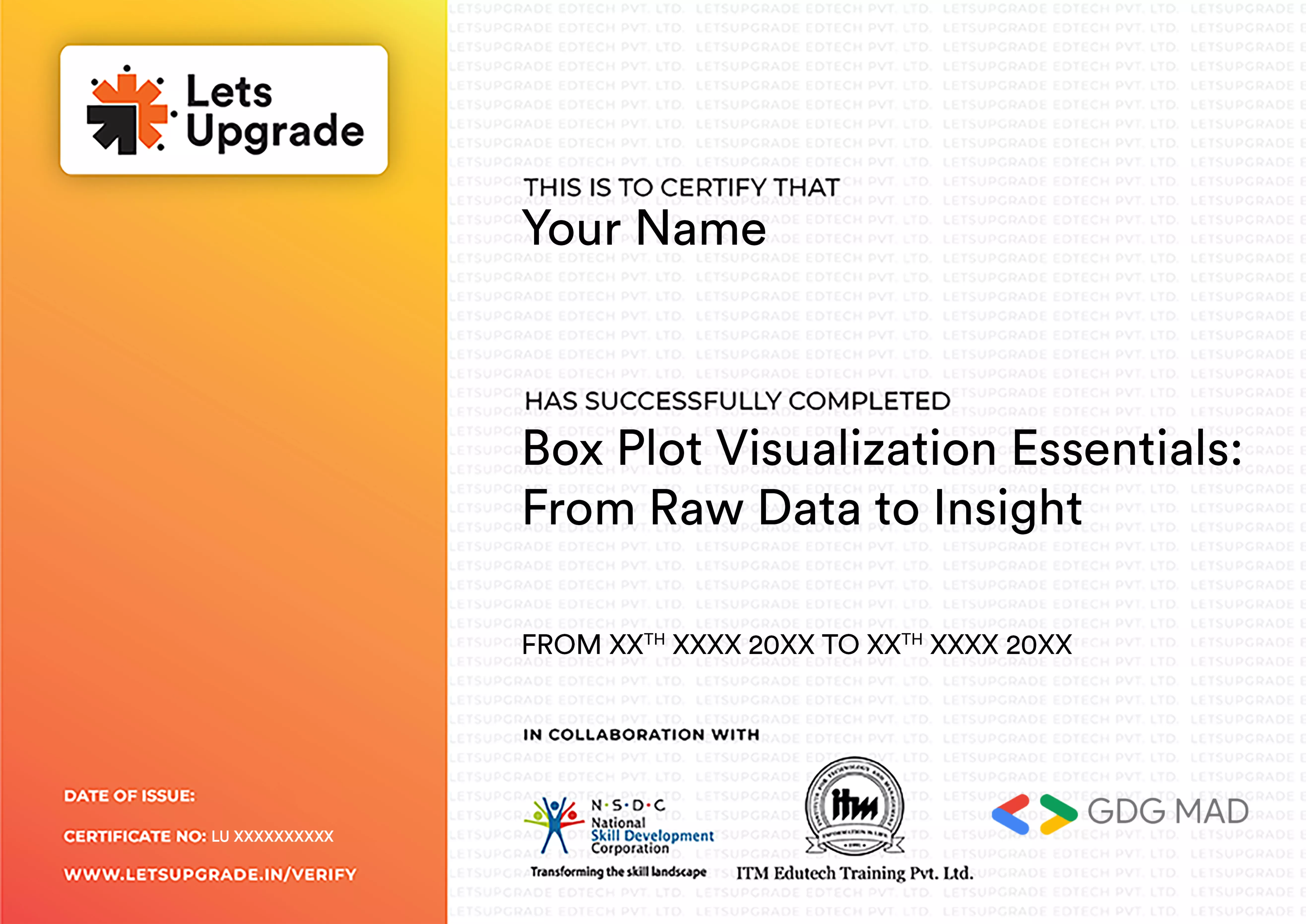 Template Certificate