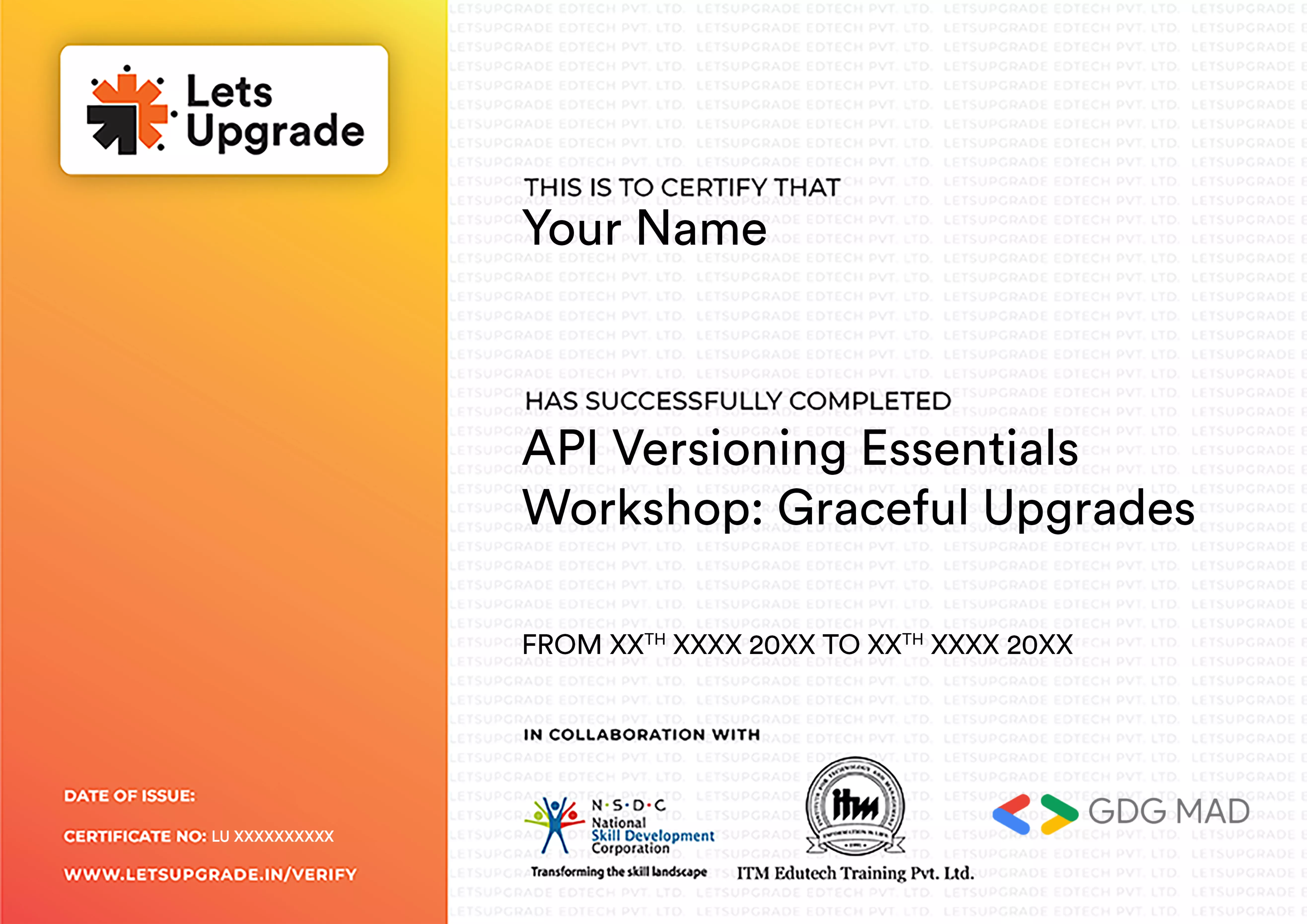 Template Certificate