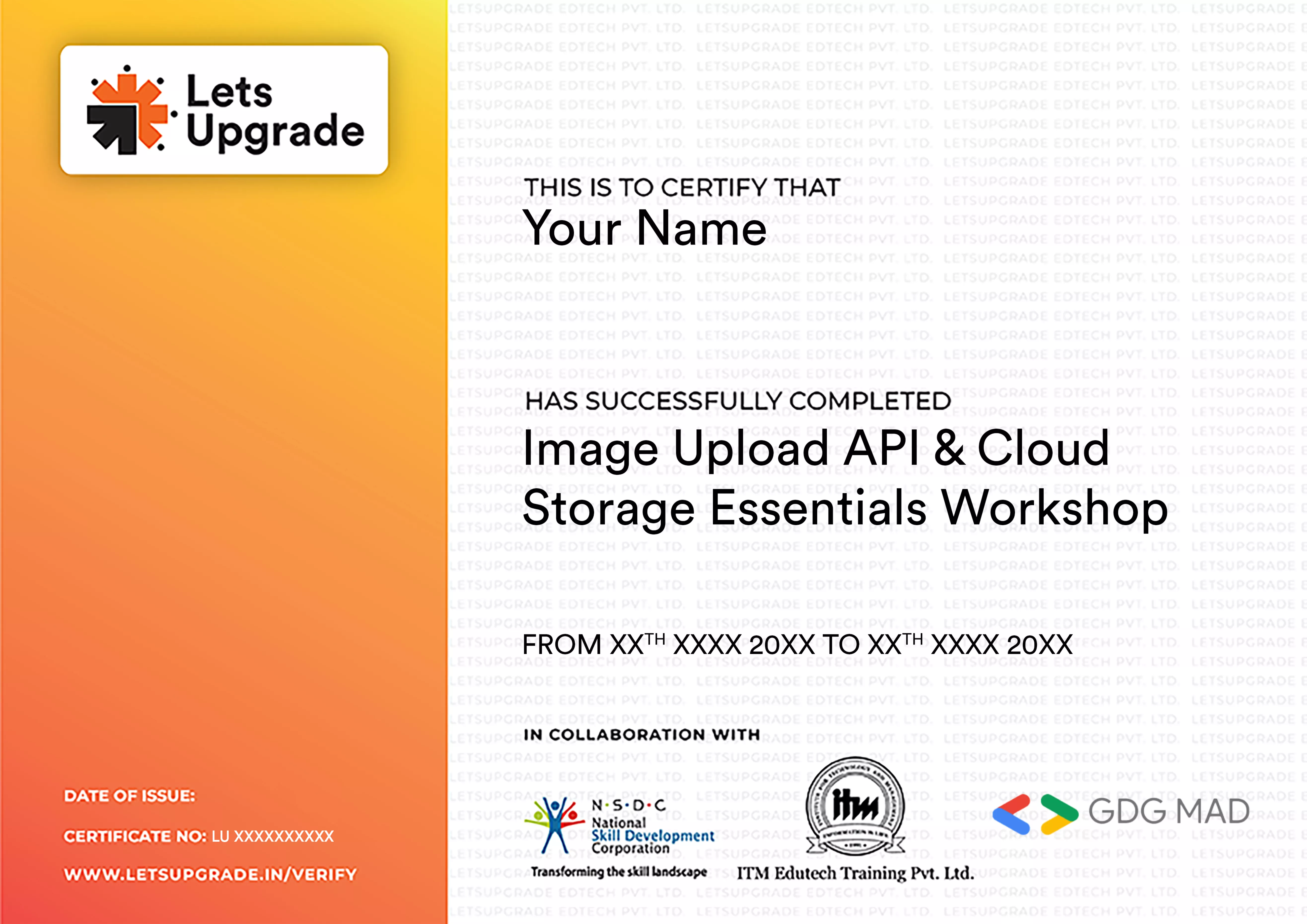Template Certificate
