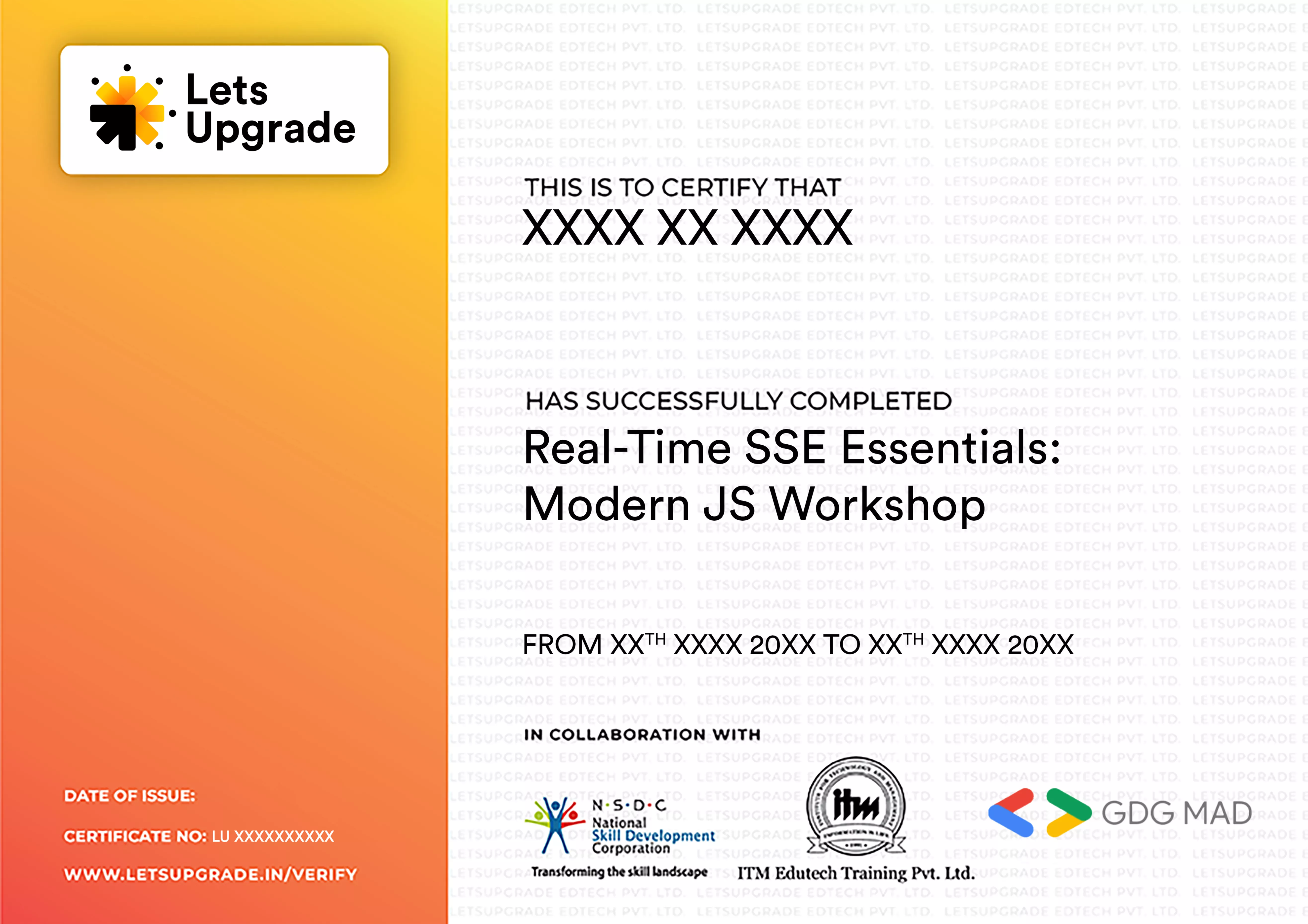 Template Certificate