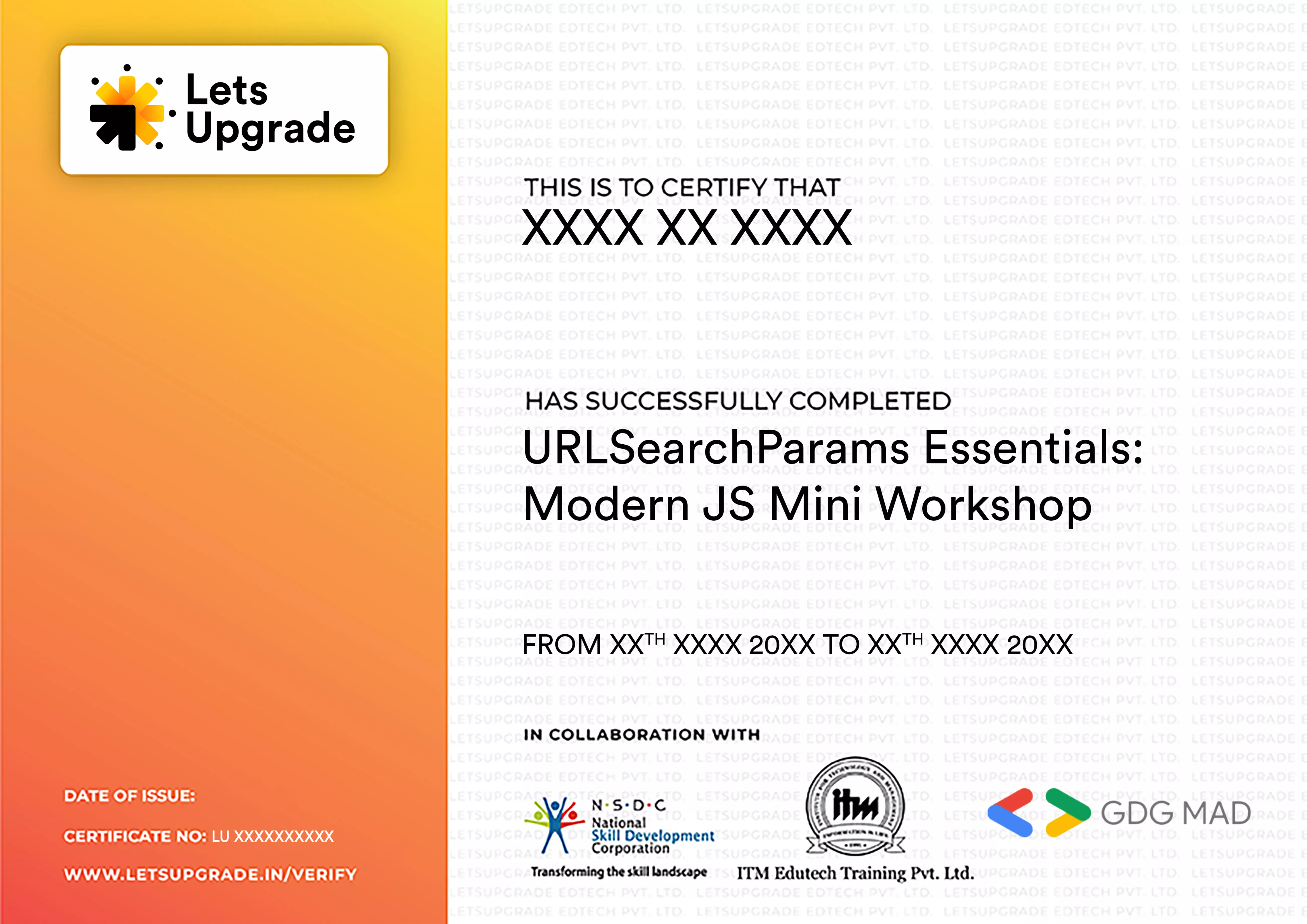 Template Certificate